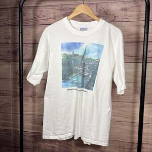 Vintage 90s Lockport Locks Erie Canal Cruises T Shirt Watercolor Art All Sport L